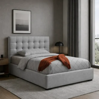 A Cama Vitória foi criada para unir conforto, elegância e funcionalidade, tornando-se o destaque ideal para um quarto moderno e acolhedor.