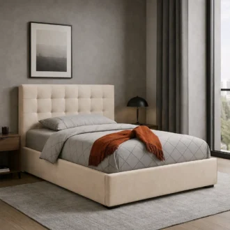 A Cama Vitória foi criada para unir conforto, elegância e funcionalidade, tornando-se o destaque ideal para um quarto moderno e acolhedor.