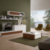 Sala de Estar Brown com base TV e módulos de arrumação