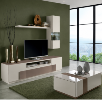 Sala de Estar Energy com base TV, módulo suspenso e mesa de centro