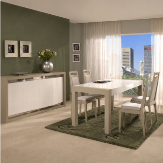 Sala de Jantar Cascais com mesa, cadeiras estofadas e aparador