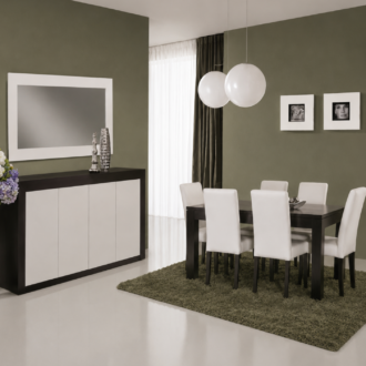 Sala de Jantar Sintra com mesa, cadeiras estofadas e aparador